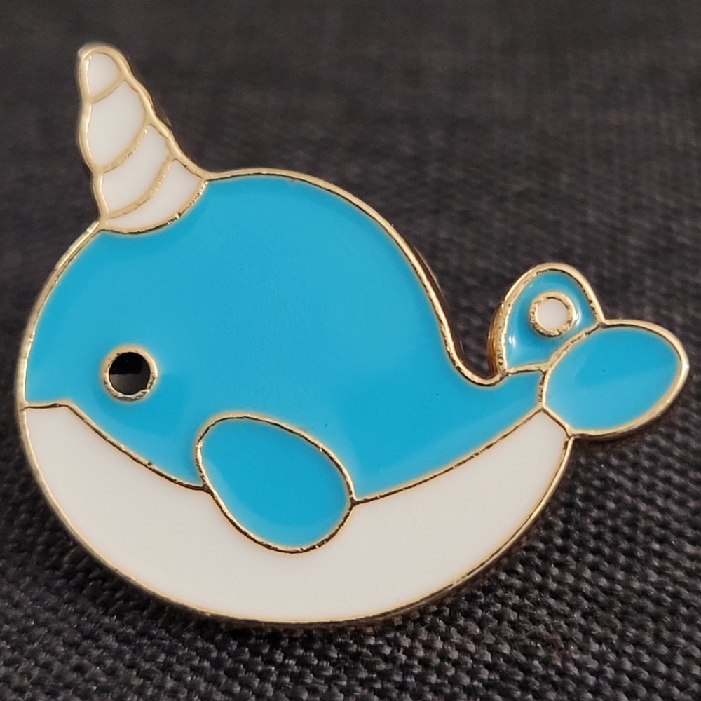 Blue Narwhal Enamel Pin